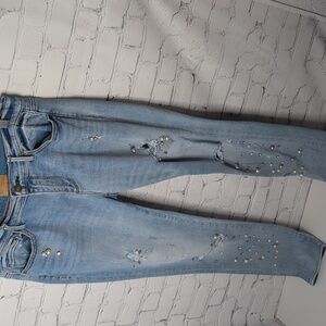 DRIFTWOOD Beau Pearl And Jewel Embellished Distressed Skinny Jeans
